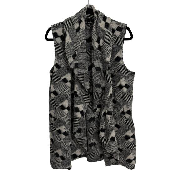 Willi Smith Wool Blend Vest Draped Front Waist Length Pockets Cozy Chic - Picture 2 of 10